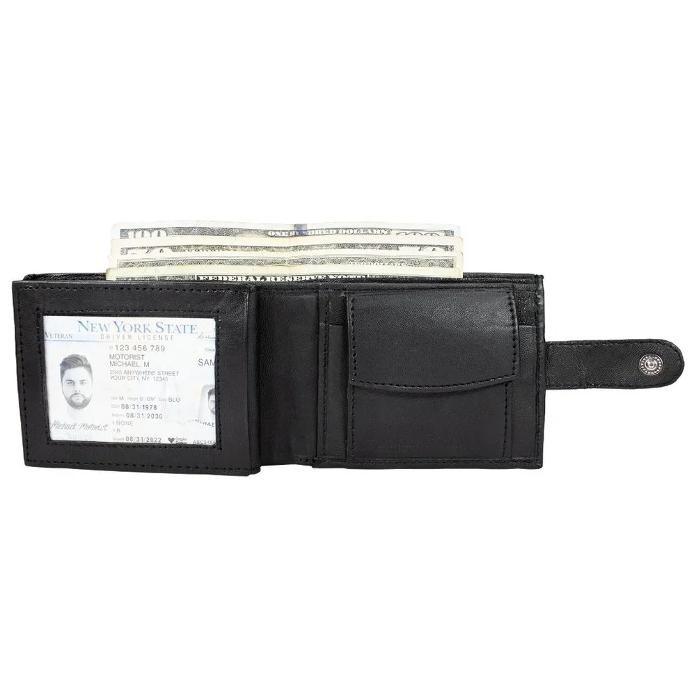 Leather Mens Wallet with Snap Closure